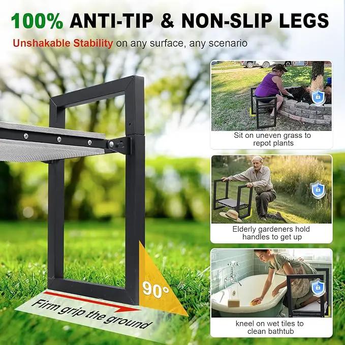 Garden Kneeler and Seat Heavy Duty - Anti-Tip Super Stable Multifunctional Gardening Stool Bench,Wide 12.7" Pads,Foldable Ergonomic Handles for Seniors Women Men Pain-Free Weeding,Planting Yard Work by GreenHaven Gardens