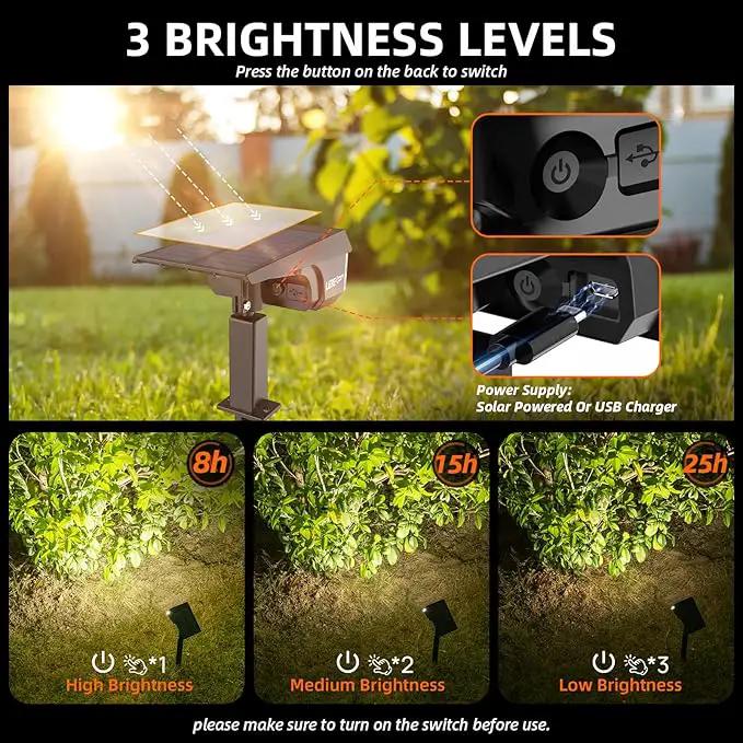 Solar Spot Lights Outdoor,IP65 Waterproof 40 LEDs Solar Landscape Spotlights,USB & Solar Powered Wall Lights,3 Modes Outdoor Solar Garden Lights Outdoor In-Ground Lights for Yard Porch 4 Pack by GreenHaven Gardens