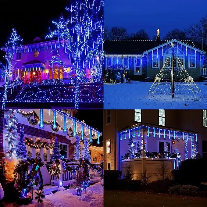 Aokudoni Blue Christmas Icicle Lights, 16 Inch 8 Tube Outdoor, UL Certified LED Connectable Decorations for Yard Porch Party Garden by GreenHaven Gardens