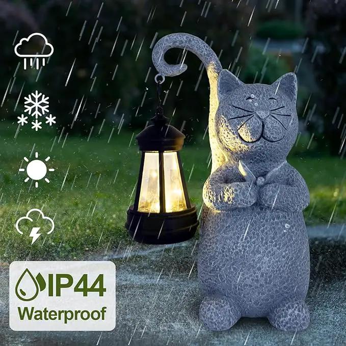 Cat Garden Statue Solar Lights Outdoor-Resin Cat Figurine for Garden Patio Balcony Porch Yard Decor, Halloween Decorations, Birthday Gifts for Women Mom Grandma, Cat Lover Housewarming Gifts by GreenHaven Gardens