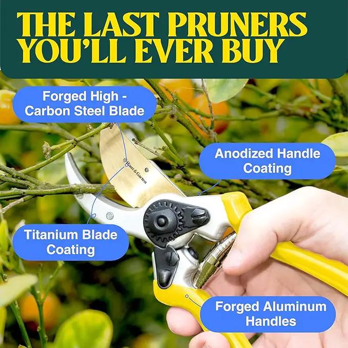 Haus & Garten ClassicPRO 8.5" Premium Titanium Bypass Garden Shears - Use as Pruners, Pruning Shears for Gardening, Hand Pruners, Handheld Garden Clippers Scissors Tool by GreenHaven Gardens