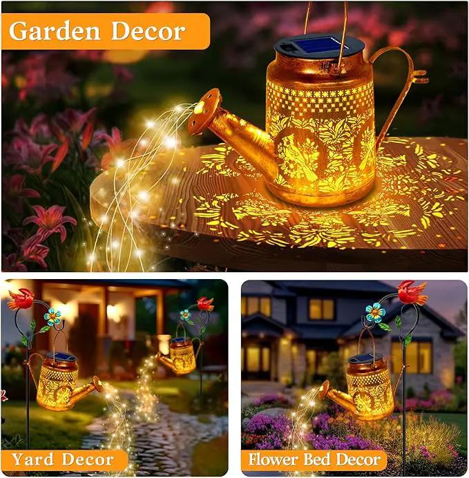 Solar Lights Outdoor Garden Decor, Cardinals Hanging Waterproof Watering Can Lights Outside Decorations for Yard Front Porch Patio Backyard Gift for Mom Grandma Women Birthday （with Shepherd Hook） by GreenHaven Gardens