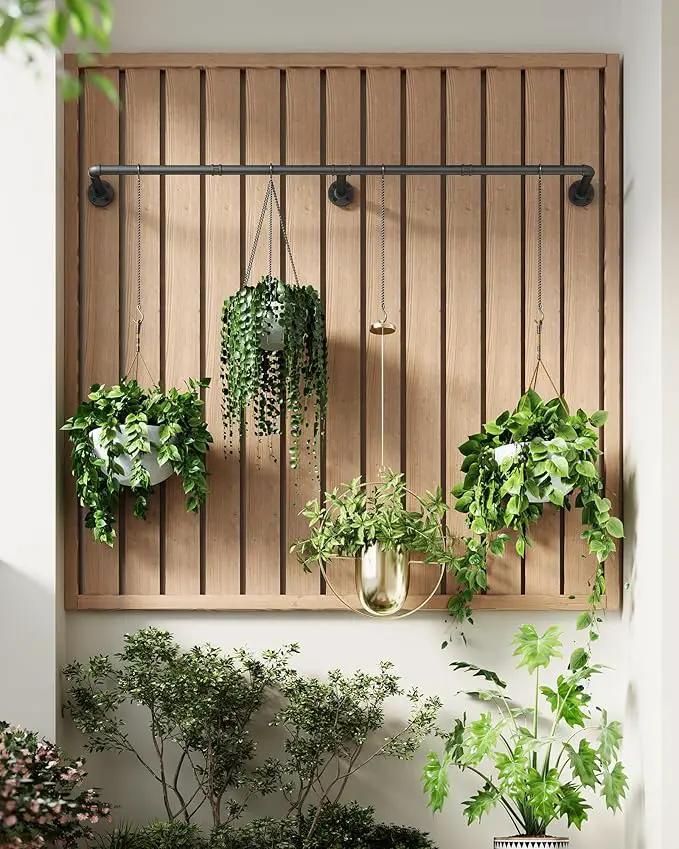 Plant Hanger Indoor, Hanging Planters Rod for Indoor Plants with 6 Hanging Chains, Wall Plant Hanging Rod for Window Ceiling, 65.7 Inch, Metal/Black, Pots Not Included… by GreenHaven Gardens