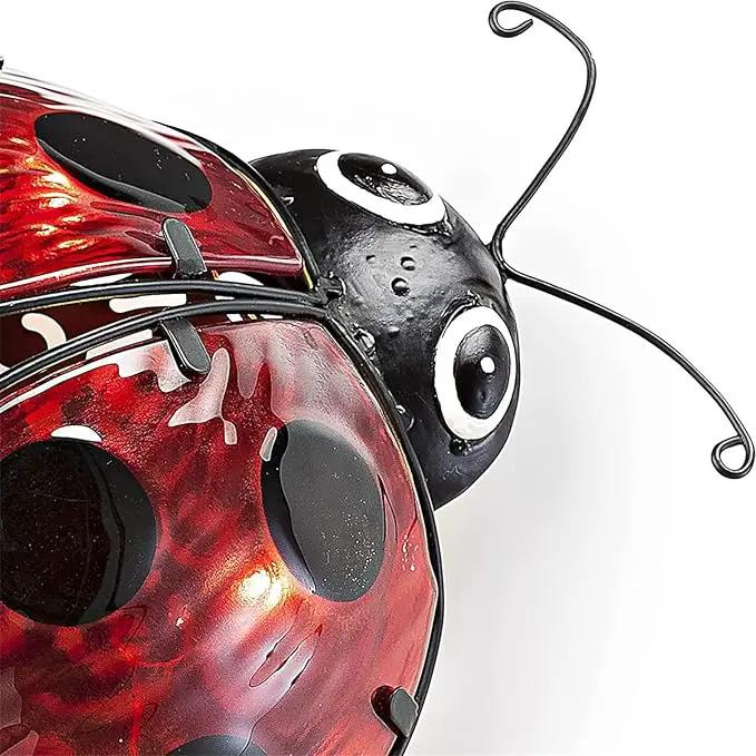 Elenon Ladybug Decor Solar Lights, Metal Ladybugs Outdoor Decorative Yard Art Garden Sculptures & Statues for Patio Yard Pathway by GreenHaven Gardens
