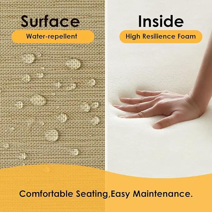 Outdoor Square Corner Seat Cushion, 19"x19"x3", Set of 4, Non Slip Seat Cushion Pads with Removable Cover for Patio Furniture, Garden Yard Lawn, Warm Taupe by GreenHaven Gardens