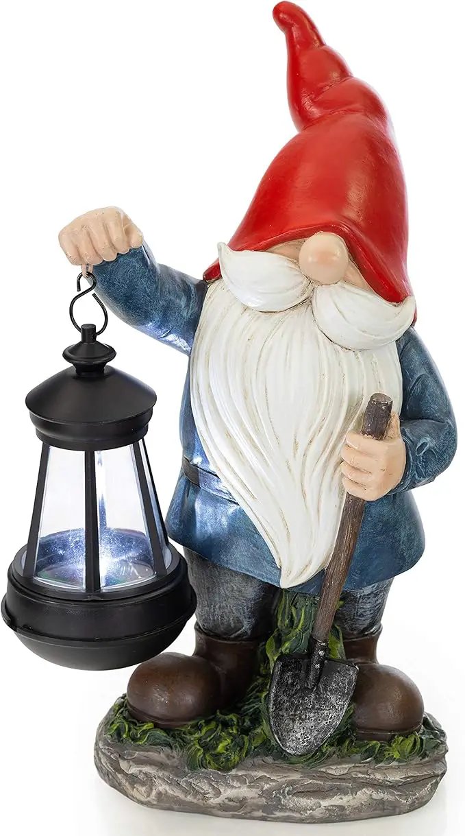 VP Home Earnest Garden Gnomes with Lantern Lawn Gnome Great Addition for Your Garden Solar Powered Light Garden Knome Christmas Decorations Gifts for Outside Patio Lawn by GreenHaven Gardens
