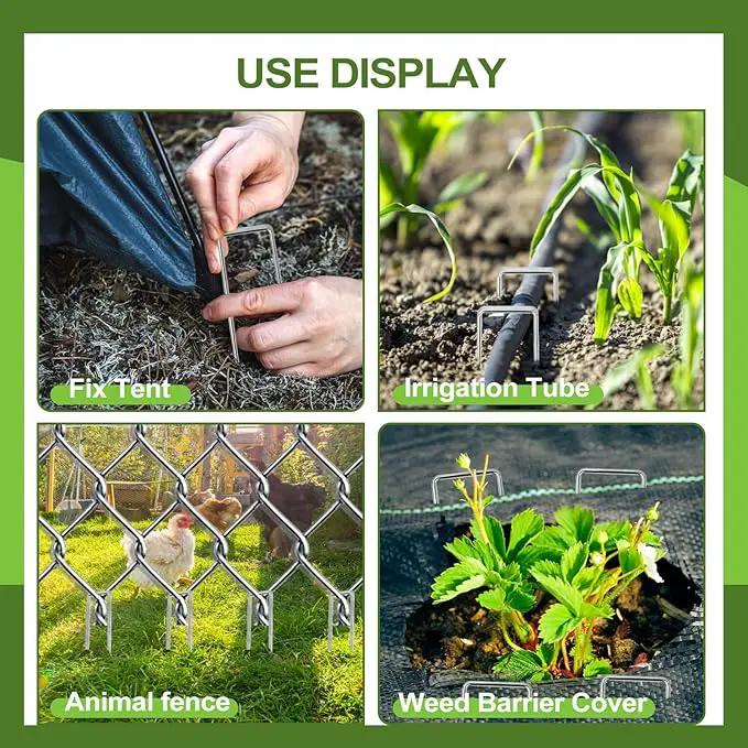 30 Pcs Galvanized Landscape Staples Metal Garden Stakes Heavy Duty for Ground Cover, U-Shaped Pins Yard Stakes Weed Barrier Fabric, Garden Hose, Drip Irrigation, 1.6 inch*(6+4 inch) by GreenHaven Gardens