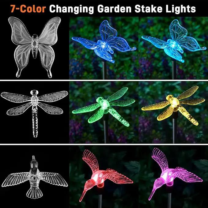OxyLED Solar Garden Stake Lights 6 Pack Outdoor LED Figurine Lighting Color Changing Waterproof Solar Hummingbird Lights Butterfly Dragonfly for Patio Yard Pathway by GreenHaven Gardens