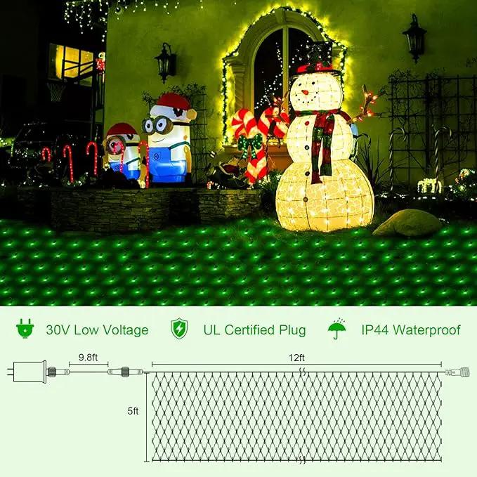 Green Christmas Net Lights Outdoor, 360 LED Plug-in With Remote, 12x5 Ft Extendable 8 Modes Waterproof Net With Green Wire for Bushes Gazebo Lawn Patio Garden Tree by GreenHaven Gardens