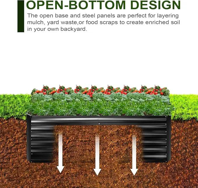 EDOSTORY Metal Raised Bed Garden Bed Kit, 6x3x2ft Tall Galvanized Planter Raised Garden Boxes Outdoor, Large Metal Raised Garden Beds for Flowers, Vegetables, Herbs by GreenHaven Gardens