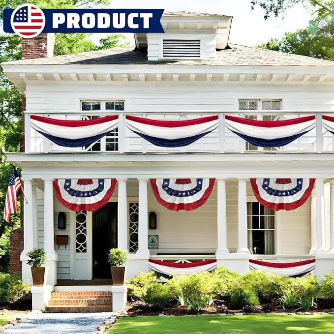 2x20Ft Large Patriotic US Flag Bunting Decorations 4th of July Red, White & Blue Stripe Banner Veterans Day Memorial Days Celebration Decorations Home Garden Outdoor-1Pack by GreenHaven Gardens
