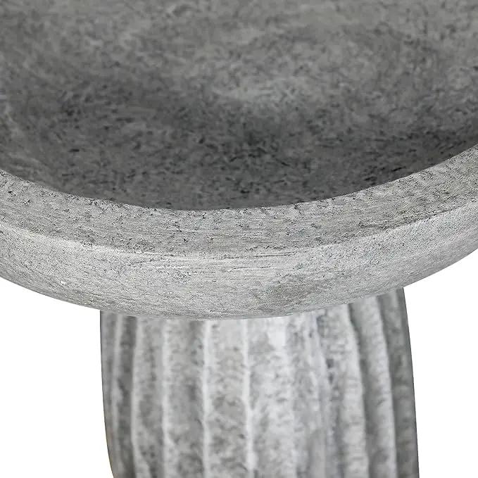 SunJet Modern Bird Bath, 24.4inches Height Fibre-Reinforced Concrete Birdbath with Textured Pedestal for Outdoor Garden, Yard, Lawn Decor by GreenHaven Gardens