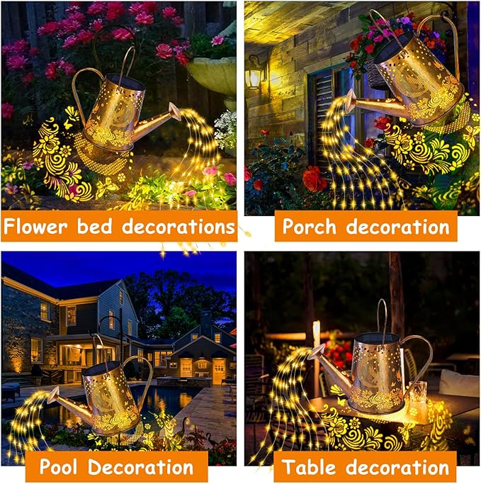 YJFWAL Solar Watering can with Lights, Unique Gifts for Mom Grandma Women Birthday, Waterproof Gardening Gifts Watering Can with Cascading Lights Outdoor Decor for Garden Patio Yard Pathway Backyard by GreenHaven Gardens