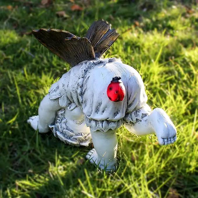 Garden Flower Fairy Outdoor Solar Decor, Resin Ornaments for Patio Lawn Yard Porch, Playful Garden Statue for Outside Angel Gifts, 8.98 Inches Tall by GreenHaven Gardens
