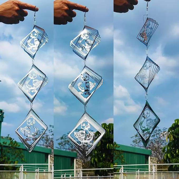Bird Deterrents for Outside, Reflective Stainless Steel Wind Spinner, Ducks Wind Spinners Outdoor Garden Decor, Bird Scare Devices to Keep Woodpeckers, Pigeons Away from Your House, Patio, Orchards by GreenHaven Gardens