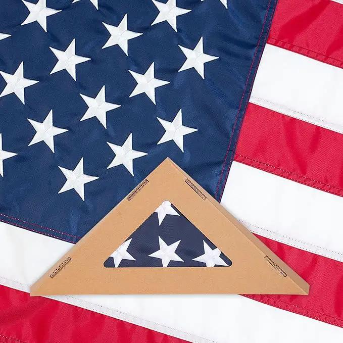 Homissor Folded 3x5 American Flag 420D Nylon Heavy Duty Outdoor Triangle Box Package USA US Flags Embroidered Stars Long Lasting for All Weather High Winds by GreenHaven Gardens