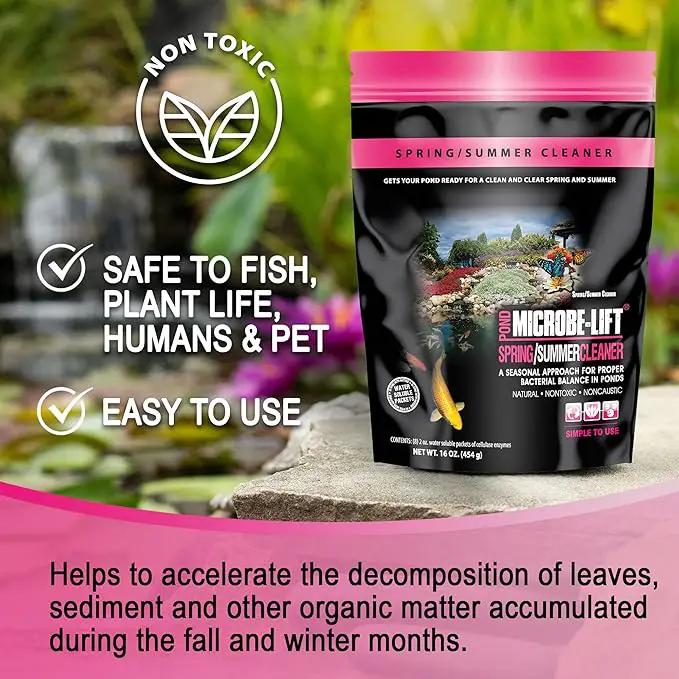 MICROBE-LIFT 10XSSCX1 Spring and Summer Pond and Outdoor Water Garden Cleaner, Safe for Live Koi Fish, Plant Life, and Decor, 16 Ounces by GreenHaven Gardens