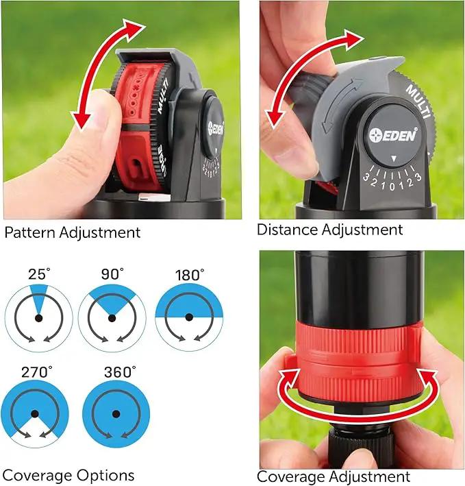 Eden 94143 Multi-Pattern Sprinkler Plus Misting System with Metal Sprike Set; Gear Drive, Heavy Duty, Gardening Watering System, Garden&Lawns, 5 Pattern, Coverage up to 3737sq.ft by GreenHaven Gardens