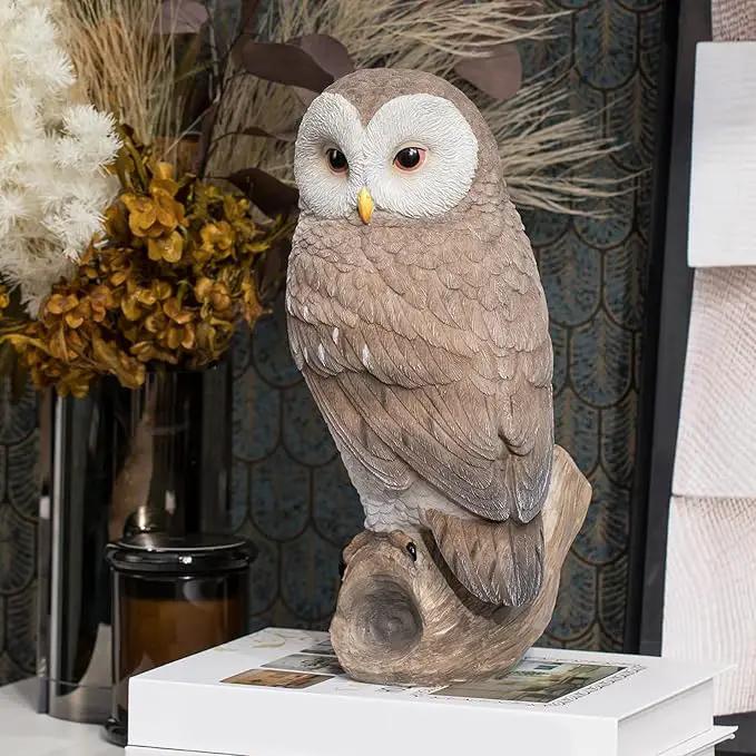 Owl Outdoor Statues Garden Yard - Decoration Home Decor Indoor Desk Tabletop Collectible Figurines Ancient Retro Collection 11" x4.5" x5 Inch by GreenHaven Gardens