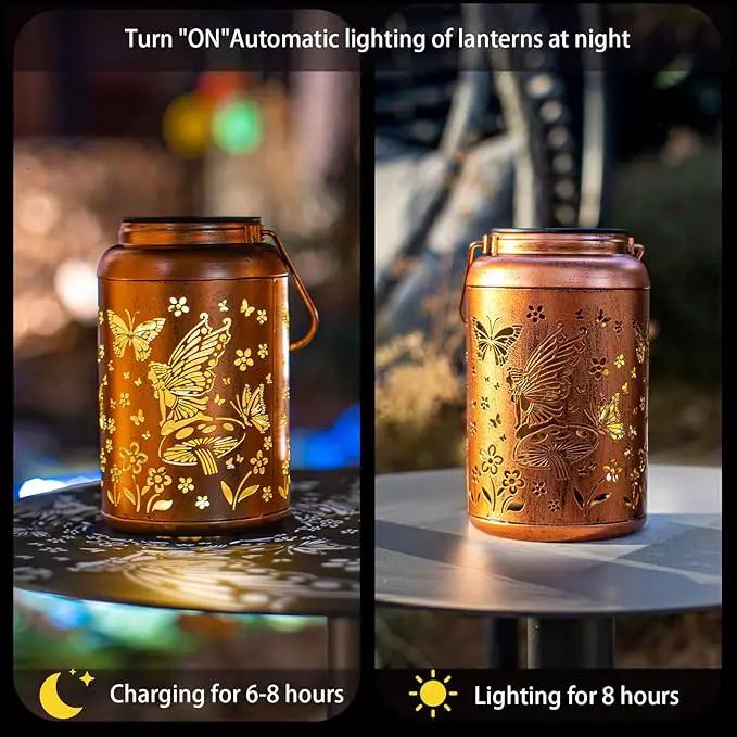 Fairy Solar Lanterns Outdoor Waterproof Hanging Butterfly Lights Hollow Out Metal Lantern Decorative Garden Graceful Light Christmas Decor for Patio,Landscape,Festival Gifts for Women Mom Grandma by GreenHaven Gardens