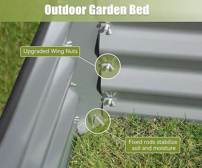 Domi Galvanized Raised Garden Bed, Outdoor Planter Garden Boxes Large Metal Planter Box for Gardening Vegetables Fruits Flowers, Silvery (6x3x1.5ft) by GreenHaven Gardens