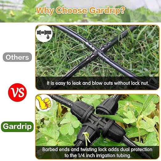 Upgraded 1/4" Drip Irrigation Cross Fittings：24 Pieces Leak Free Lock Barbed 4 Way Tee Connectors for 1/4 Inch Irrigation Tubing Quick Connect Parts for Garden Landscape System by GreenHaven Gardens