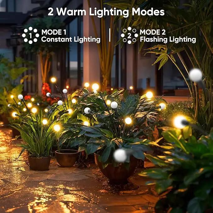 Solar Lights Outdoor Garden Decor: Unique Gardening Gifts for Mom - 4 Pack 32 LED Firefly Solar Powered Lamps - Sway by Wind Outside Waterproof Solar Lights for Yard Pathway Landscape Decorations by GreenHaven Gardens