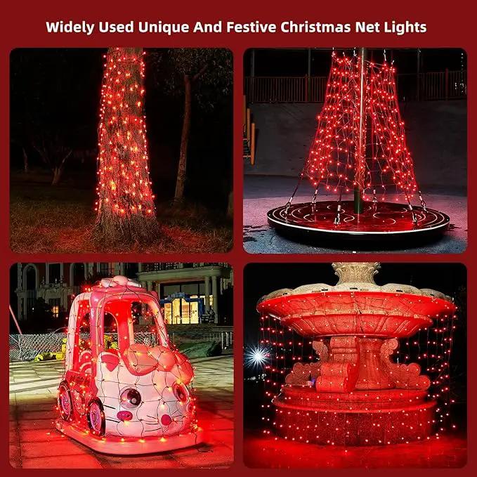Led Net Lights Christmas Lights Outdoor Red Christmas Net Lighting with 121Led Mini Globe Lights 5ftx5ft, Outdoor Indoor Fairy Mesh Net Lights for Christmas Trees, Bushes, Shrubs Decorations by GreenHaven Gardens