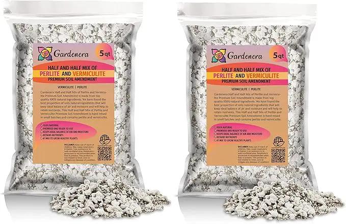Perlite and Vermiculite Mix for Cactus, Succulent, and Bonsai Trees - 10 Quart - Promote Healthy Growth and Drainage (2 Bags of 5 Quart) by GreenHaven Gardens