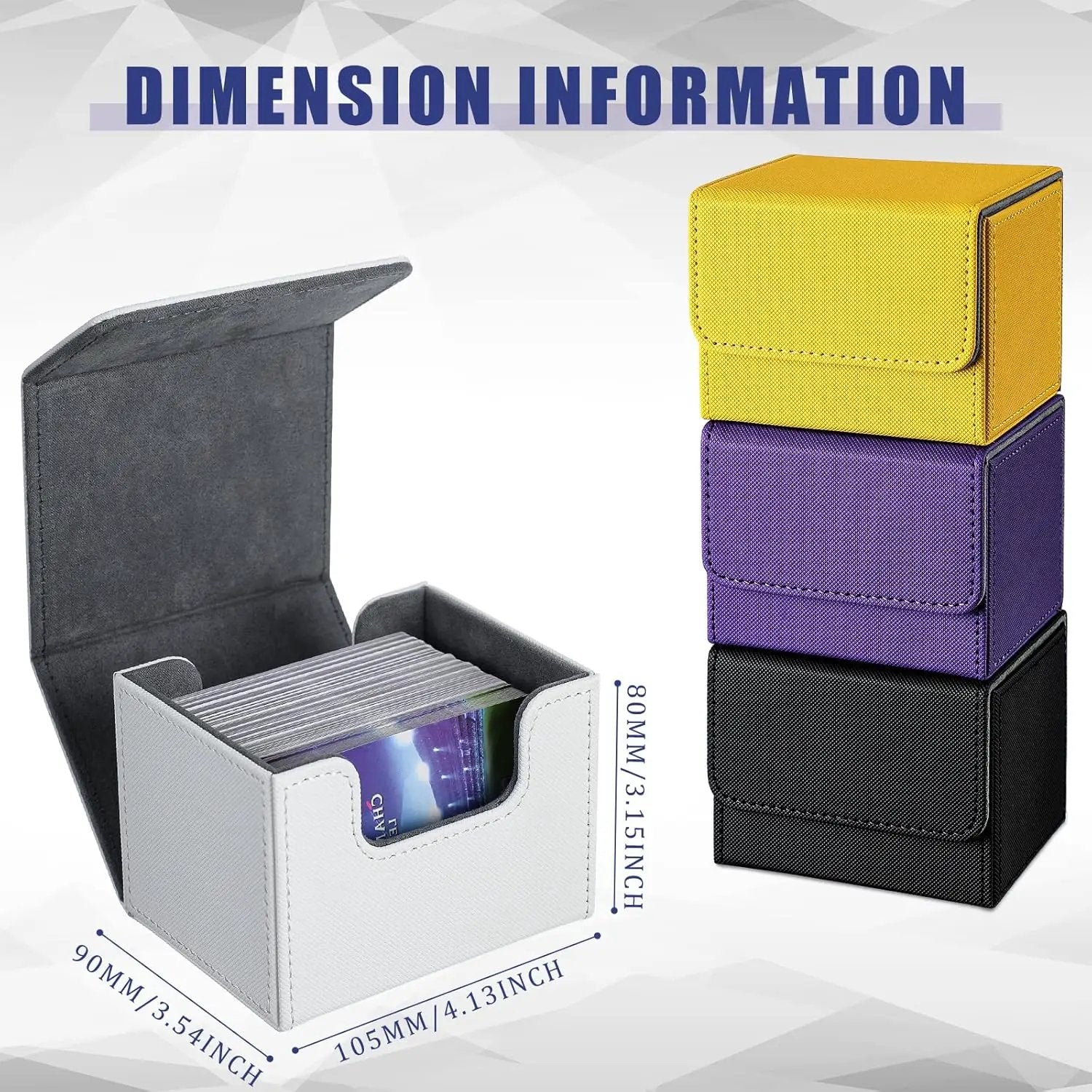 Yookeer 4 Pieces Leather Deck Card Boxes Cards Deck Game Box for Collectible Playing Card Box Compatible with MTG Commander(Black, Purple, Yellow, White,Horizontal) by GreenHaven Gardens