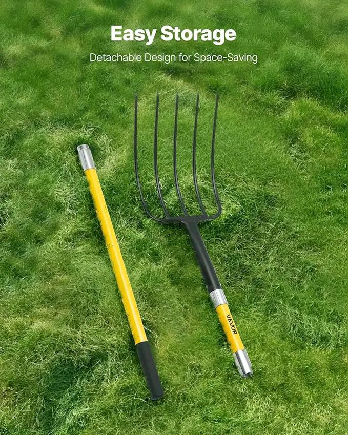VEVOR Garden Fork, 5-Tine Gardening Pitchfork with Fiberglass Handle, 57 in Heavy Duty Digging Fork with Y Grip, Forged Steel Spading Fork for Hay Potato Composting Transplanting Aeration by GreenHaven Gardens