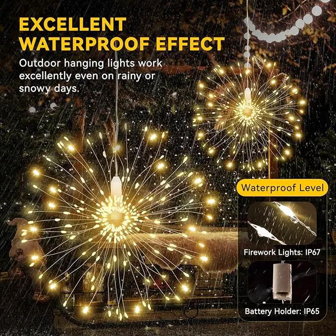 8 Pack Firework Lights 120 LED Copper Wire Firework Lights, 8 Modes Dimmable String LED Lights with Remote Control,Waterproof Hanging Fairy Lights for Party,Home,Christmas,Garden Outdoor Decoration by GreenHaven Gardens