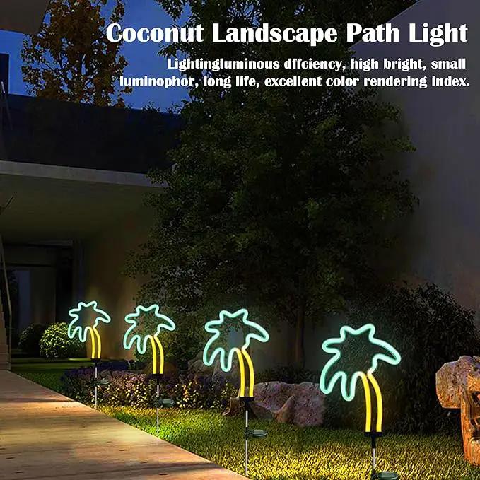 SunKite Solar Garden Lights - Coconut Solar Decorative Stake Lights Outdoor Waterproof Solar Neon Lights for Garden,Yard, Lawn, Pathway,Patio,Backyard,Pool,Hawaii Decor(2 Pack) by GreenHaven Gardens
