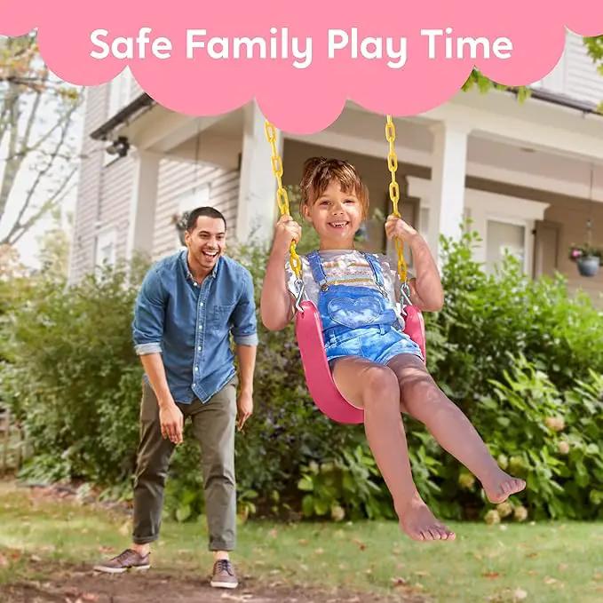 TURFEE Swings for Outdoor Swing Set -SwingSeat Replacement Kits with Heavy Duty Chains - Backyard Swingset Playground Accessories for Kids (Pink) by GreenHaven Gardens