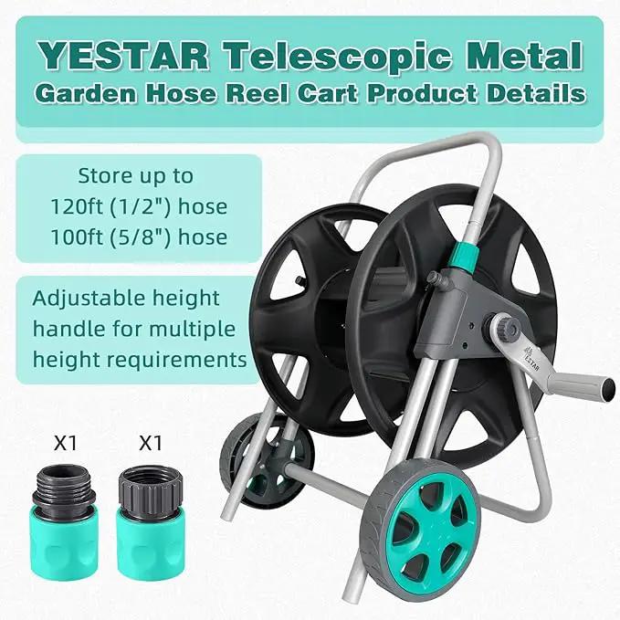 Garden Water Hose Reel Cart, Holds 100 Feet of 5/8 Inch Hose,Garden Water Pipe Holders Mobile Tools with 2 Wheels for Outside Watering by GreenHaven Gardens