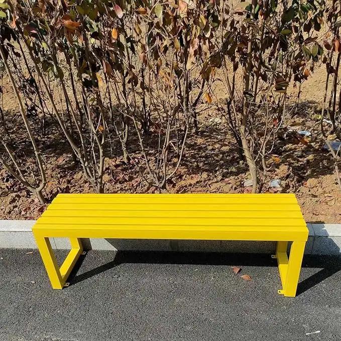 Weatherproof Metal Dining Bench, Outdoor Bench Backless Patio Bench 2-Person Farmhouse Bench Garden Bench for Kitchen, Living Room, Entryway(Yellow,5.9ft) by GreenHaven Gardens