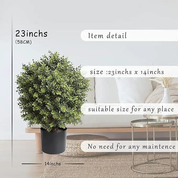 Artificial Topiary Ball Tree, 2 Pack Artificial Plants Outdoor, Ball Shaped Boxwood Topiary, Artificial Shrubs Potted for Indoor and Outdoor (22inch) by GreenHaven Gardens