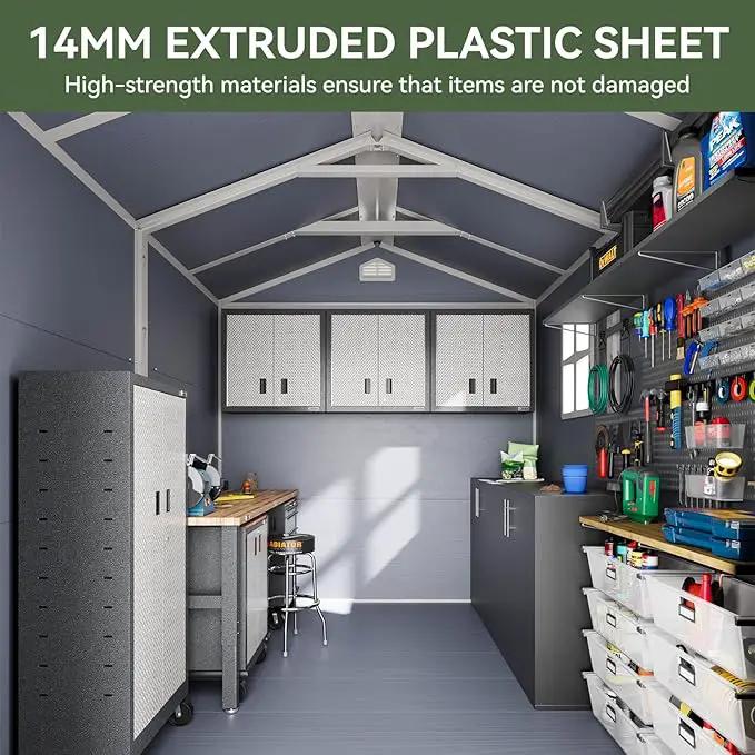 Aoxun 8 X 6.2 FT Resin Storage Shed Outdoor Plastic Large Garden Shed with Lockable Door, Floor for Backyard, Garden, Patio, Lawn, Grey (Grey, 8' x 6.2') by GreenHaven Gardens