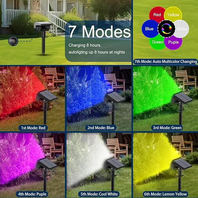 Solar Spot Lights Outdoor, [4 Pack/7 Colors/37 LED] 2-in-1 Solar Landscape Spotlights, IP65 Waterproof Auto On/Off Solar Powered Security Lights for Yard Garden Pathway Walkway by GreenHaven Gardens