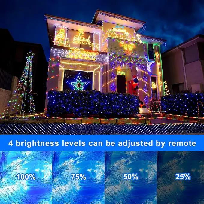 Blue Net Lights Outdoor - 360 LED Christmas Lights Plug in With Remote, 12 x 5ft Extendable 8 Modes Waterproof for Bushes Gazebo Lawn Wedding Patio Garden Tree Decoration by GreenHaven Gardens