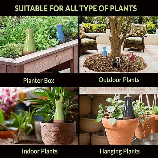 Drip Irrigation Stakes - Extra Large Improved Drip Easy-Refill 4 Week Waterer System with Large Reservoir Bulbs - Automatic Self-Watering Device for Indoor & Outdoor Plants by GreenHaven Gardens