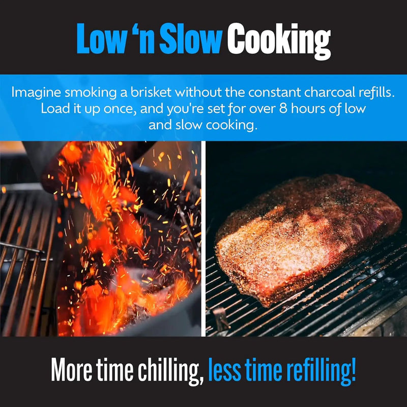 SnS Grills Patented Slow ‘N Sear Original Insert - Stainless Steel Charcoal Basket with Built-In Water Reservoir for Low ‘N Slow Smoking & Charcoal Grilling for Weber & Other Kettle Grills - 22 in by GreenHaven Gardens