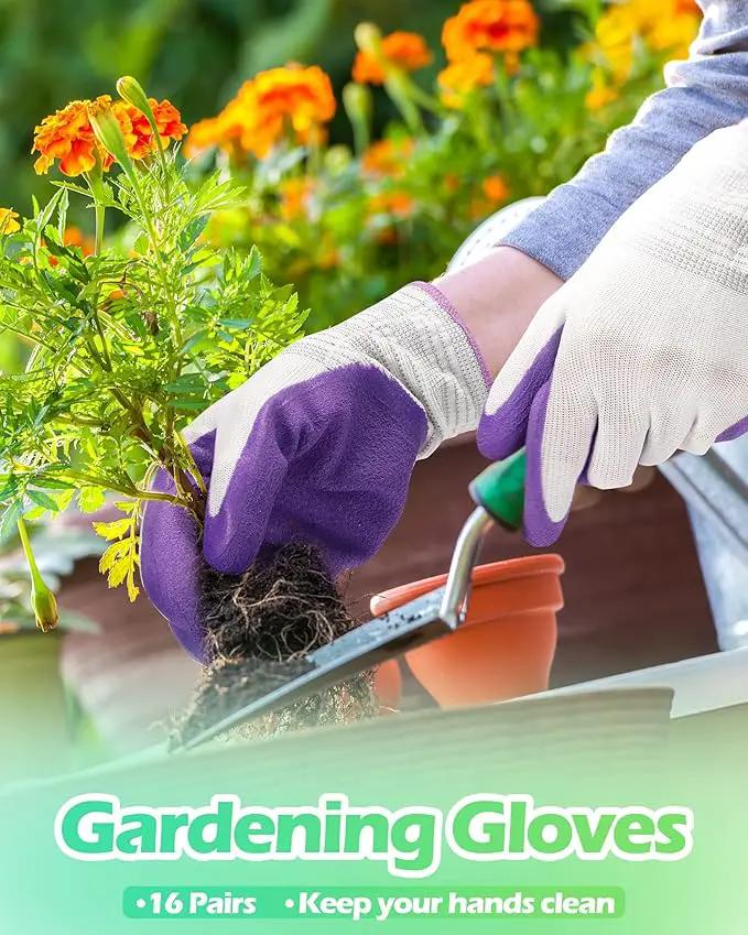 Irenare 16 Pairs Gardening Gloves Bulk for Women Breathable Rubber Coated Yard Garden Gloves Outdoor Protective with Grip by GreenHaven Gardens