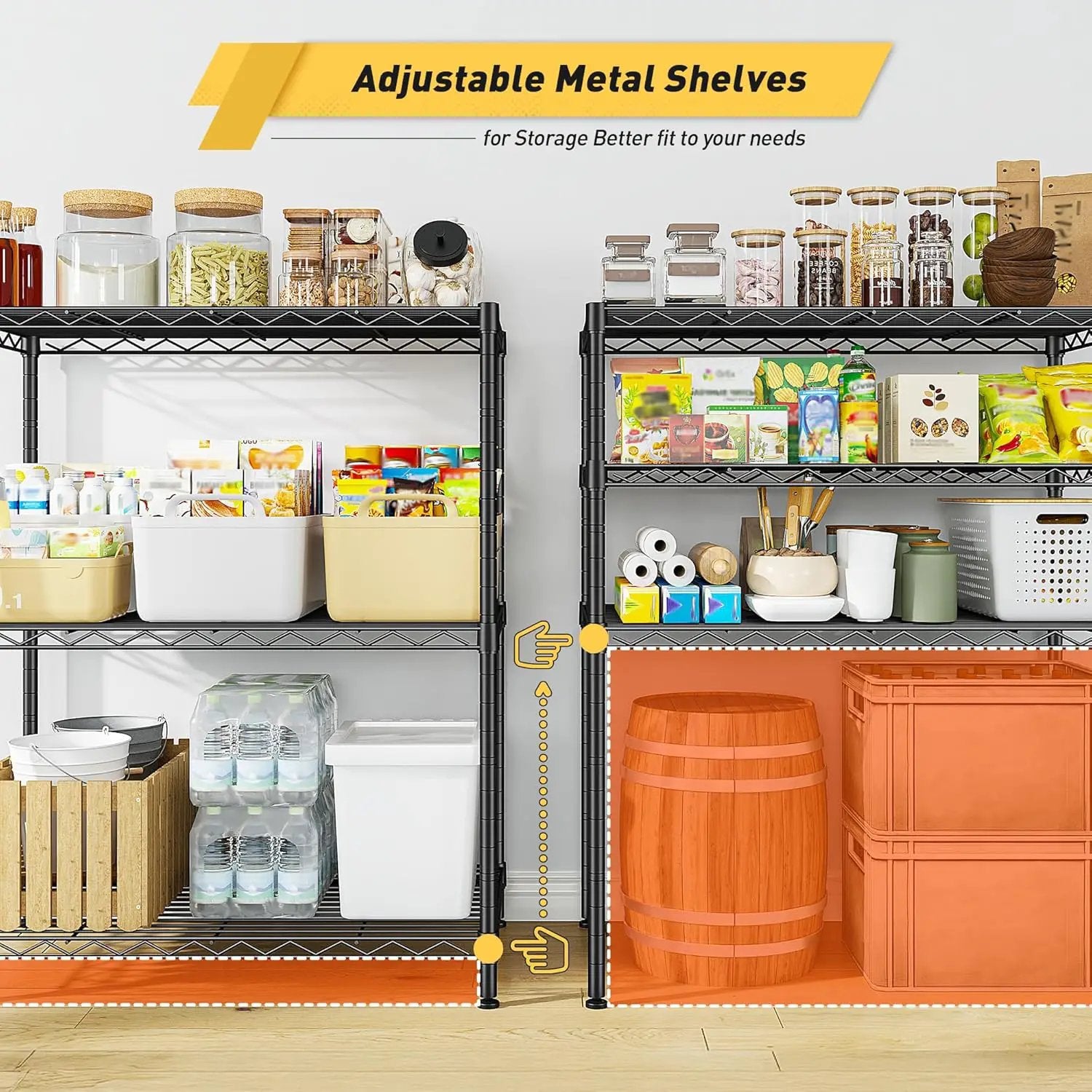 Storage Shelves Adjustable Wire Shelving Metal Wire Rack Shelving Unit Storage Shelf for Kitchen Laundry Room Pantry Closet Bathroom 24" W x 30" H x 14" D Black by GreenHaven Gardens
