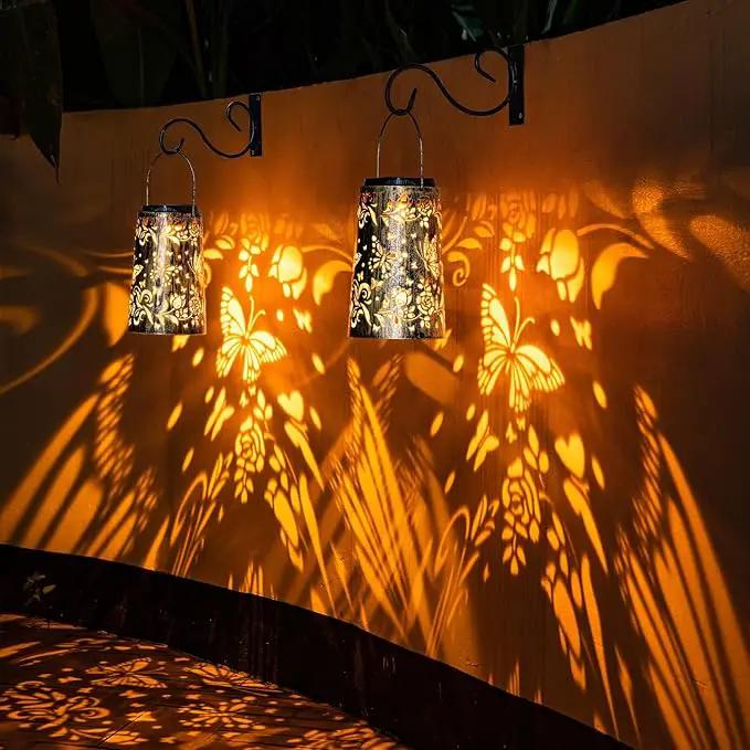 Solar Lanterns Butterfly Pattern Outdoor Waterproof Metal Garden Yard Backyard Porch Table Pathway Decor Warm Cool Light for Women Grandma Gifts 1pc by GreenHaven Gardens