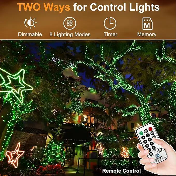 KNONEW 403FT 1000 LED Christmas String Lights Outdoor Green Wire Fairy Light 8 Modes & Timer Plug in Waterproof LED String Lights for Xmas Yard Tree Wedding Party Holiday Decorations(Green) by GreenHaven Gardens