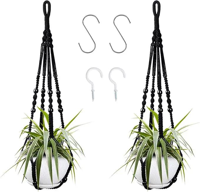Augshy Macrame Hanging Planter, 2 Pack Hanging Planters for Indoor Plants Indoor Outdoor Decor Handmade Hanging Plant Holder(35 Inch) by GreenHaven Gardens