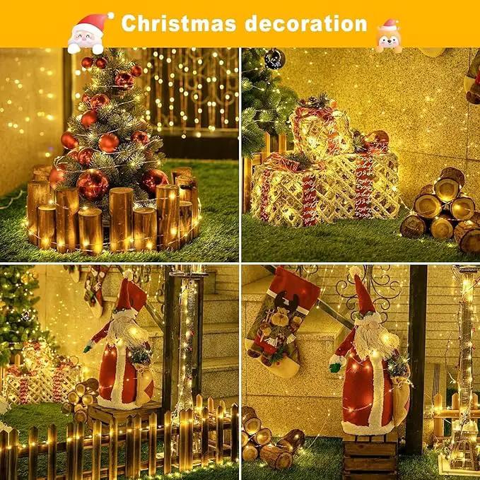 JMEXSUSS Solar String Lights 200 LED, Warm White, Waterproof, 66ft, 8 Modes, IP44, Outdoor Patio, Garden, Christmas Decoration by GreenHaven Gardens