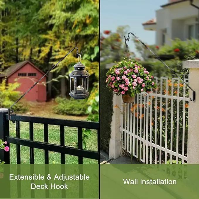 MIXXIDEA Deck Hook Outdoor Hanging Brackets：43 Inches Wall Mounted Hook Plants & Wind Chimes Risk-Free Lanterns Large Wind Chimes Lanterns by GreenHaven Gardens