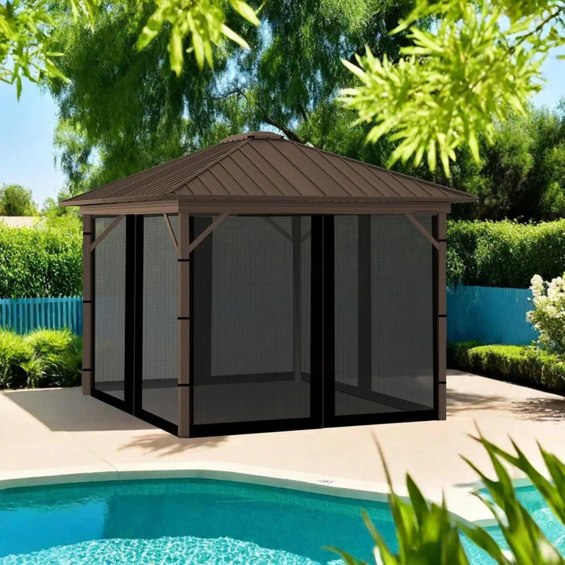 10x13FT Mosquito Netting for Gazebo,Pergola,Pop up Canopy Tent,4-Panel with Zipper for Outdoor Patio,Backyard (Black,Mosquito Net Only) by GreenHaven Gardens